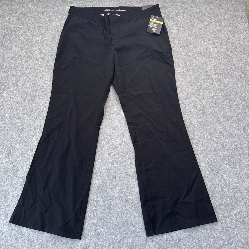 Dickies Womens Flex Twill Pants Size 14Sh Black Slim Fit Boot Cut NWT